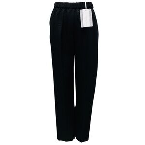 FORTE_FORTE BLACK RELAXED FIT ELASTIC WAIST WOOL AND VISCOSE PANTS